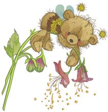Teddy bear bee embroidery design