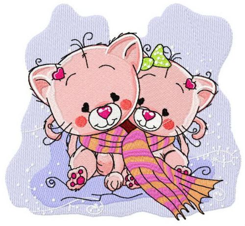 Kitten sisters machine embroidery design