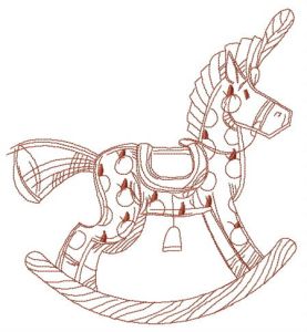 Wooden rocking horse embroidery design