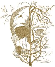 Skull spring embroidery design