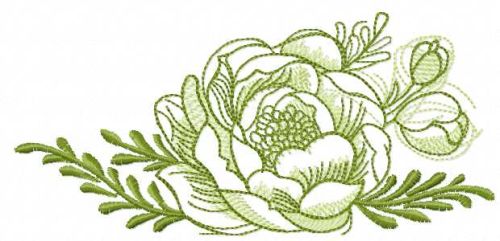 Green sketch rose free embroidery design