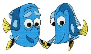 Fish couple embroidery design