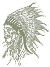 Skull with warbonnet embroidery design