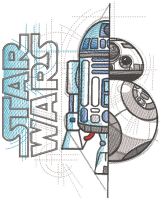 Star Wars BB 8 and R2-D2 embroidery design