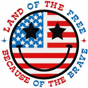 Land of the free smile embroidery design