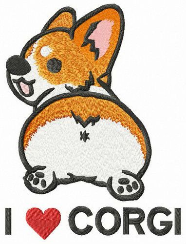 I love corgi machine embroidery design