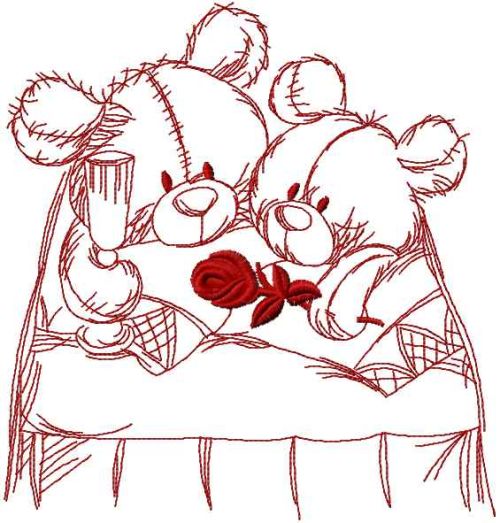 teddy bear just married one colored embroidery design