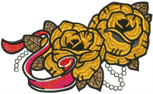 Yellow roses machine embroidery design