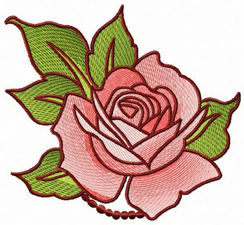 Rose with beads machine embroidery design