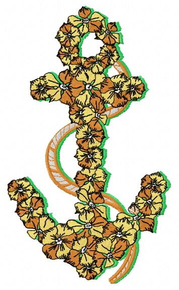 Floral anchor machine embroidery design