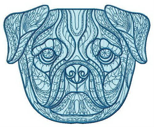 Mosaic pug-dog machine embroidery design