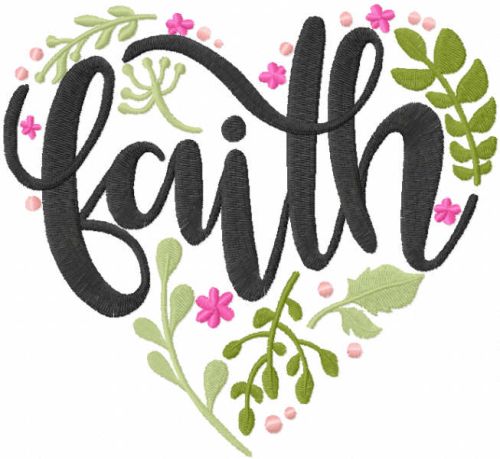 Heart faith embroidery design