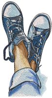 Sneakers jeans freedom embroidery design