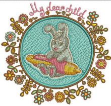 Bunny the writer embroidery design