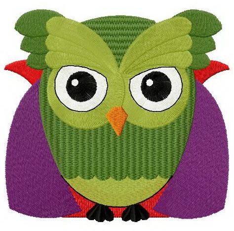 Owl in cloak machine embroidery design