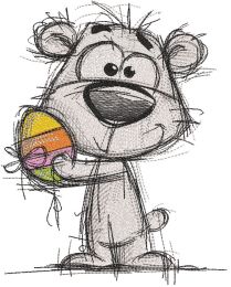 Dog with Easter egg sketch embroidery design