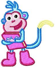 Monkey with Book machine embroidery design