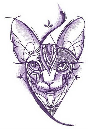 Sphynx cat geometric pattern machine embroidery design 