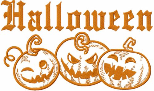 Halloween trio pumpkins embroidery design