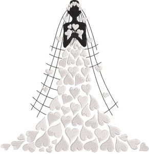 Bride dress of hearts embroidery design
