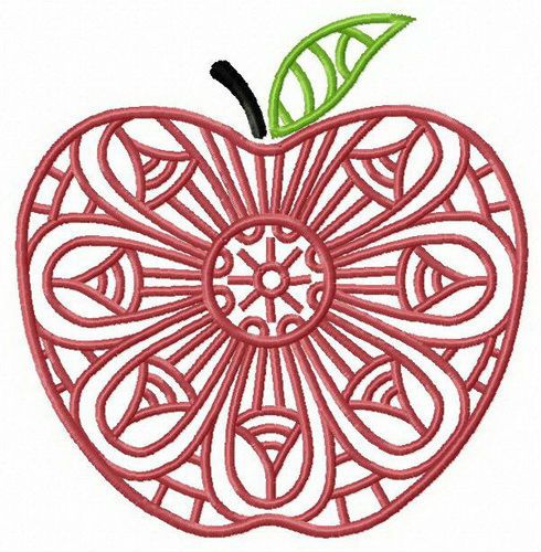 Mosaic apple machine embroidery design