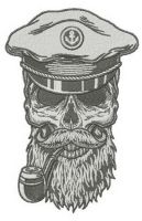 Sea dog's skull embroidery design