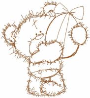 Teddy bear present Easter egg embroidery design