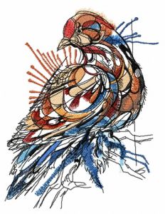 Mosaic pigeon embroidery design