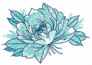 Peony with ornaments embroidery design