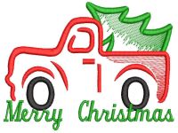 Festive truck with Christmas tree free embroidery design