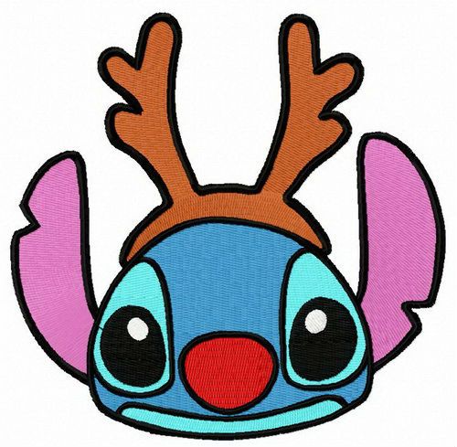 Stitch with deer horns machine embroidery design