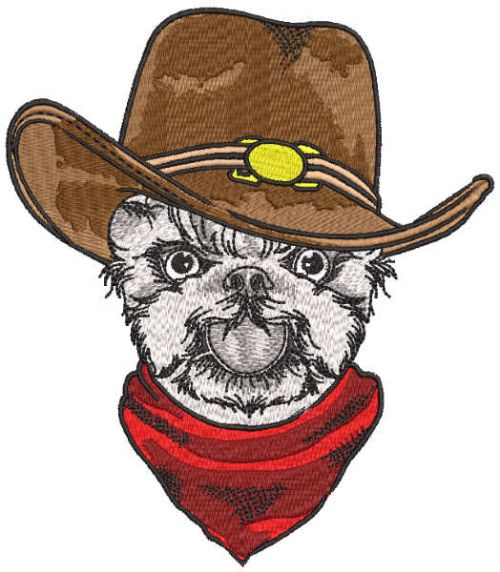 Dog cowboy embroidery design