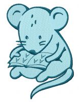 Tiny mouse reading 2 embroidery design