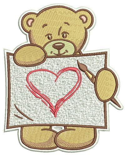 Teddy's painting 4 machine embroidery design