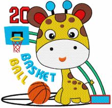 Giraffe basketball embroidery design