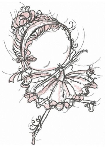 Young ballerina machine embroidery design
