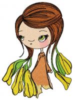 Shy blossom fairy embroidery design