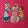 Making snowman Anna and Elsa on embroidered pink girlish hoodie
