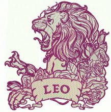 Leo and roses embroidery design