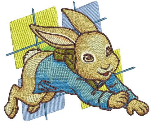 Bunny in a hurry machine embroidery design