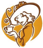 Lady's coffee break 7 embroidery design