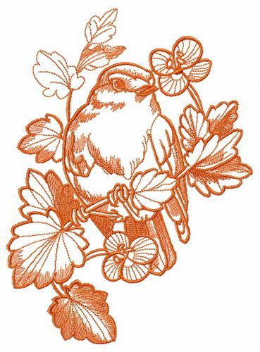 Bird hiding in flowers machine embroidery design