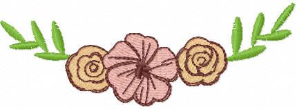 Three flowers decor free embroidery design