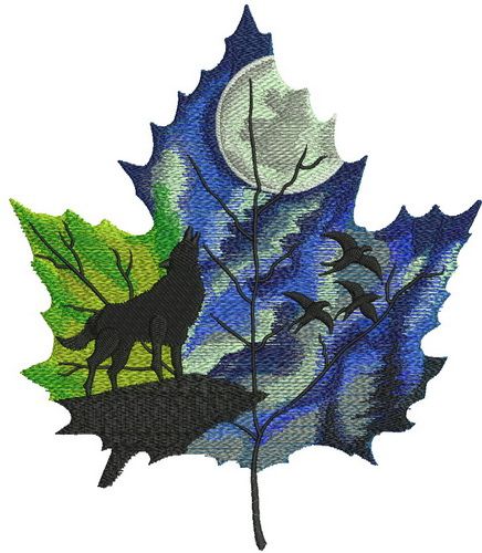 Autumn leaf maple leaf machine embroidery design