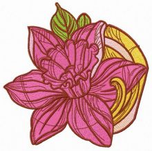 Pink daffodil embroidery design
