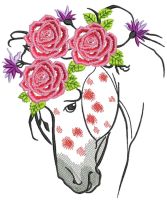 Sad spotted horse embroidery design