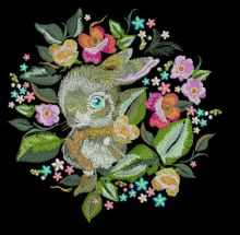 Bunny hiding embroidery design
