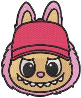 Labubu In a baseball cap embroidery design