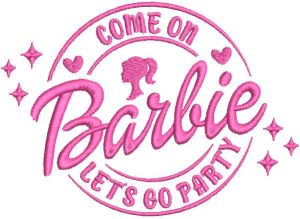 Barbie let's go party embroidery design