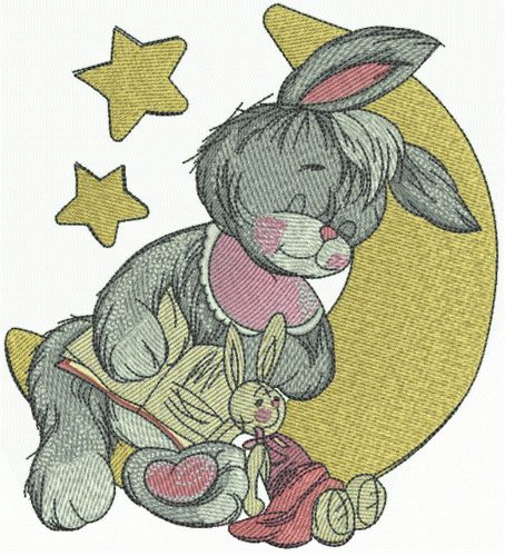 Sleeping bunny 2 machine embroidery design